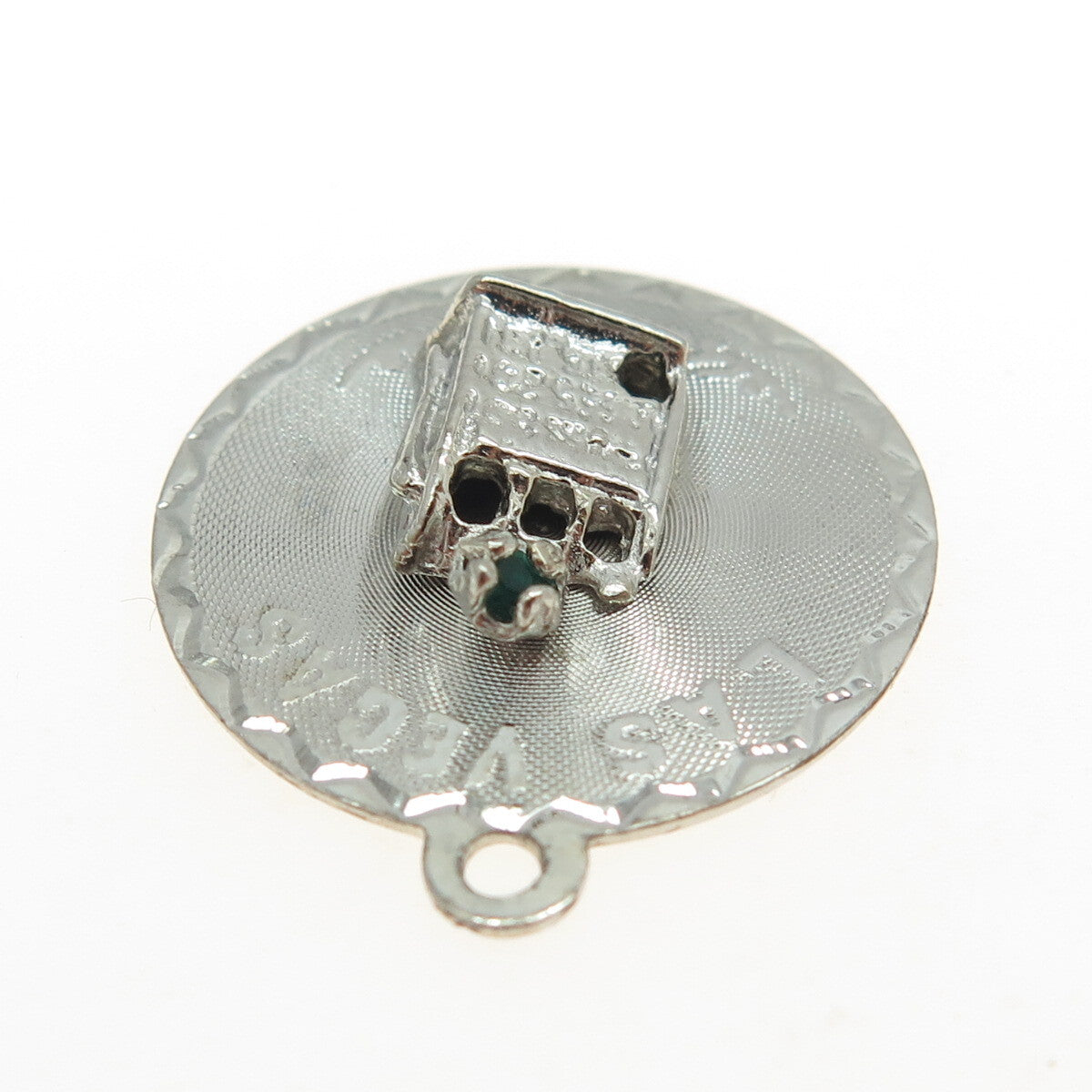 CREA 925 Sterling Silver Vintage Rhinestone "Las Vegas" Slot Machine Pendant