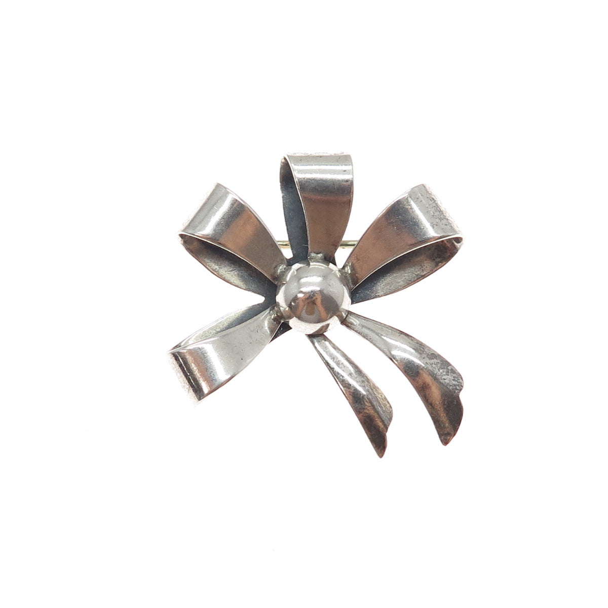 DANECRAFT 925 Sterling Silver Antique Art Deco Ribbon Bow Oxidized Pin Brooch