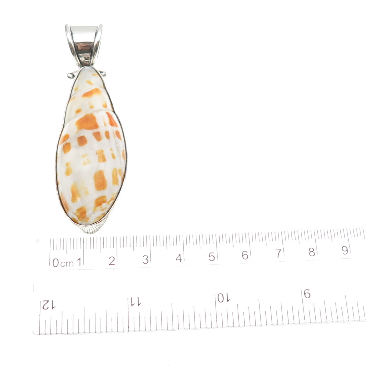 925 Sterling Silver Vintage Seashell Modernist Large Pendant