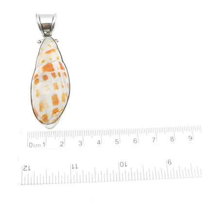 925 Sterling Silver Vintage Seashell Modernist Large Pendant