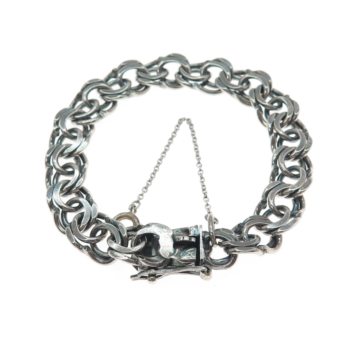 830S Silver Vintage Sweden Oxidized Bismark Link Bracelet 6.5"