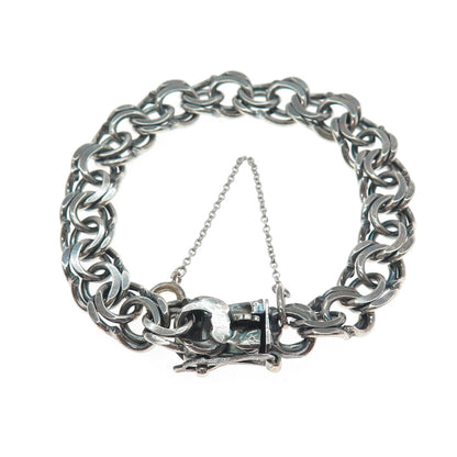 830S Silver Vintage Sweden Oxidized Bismark Link Bracelet 6.5"