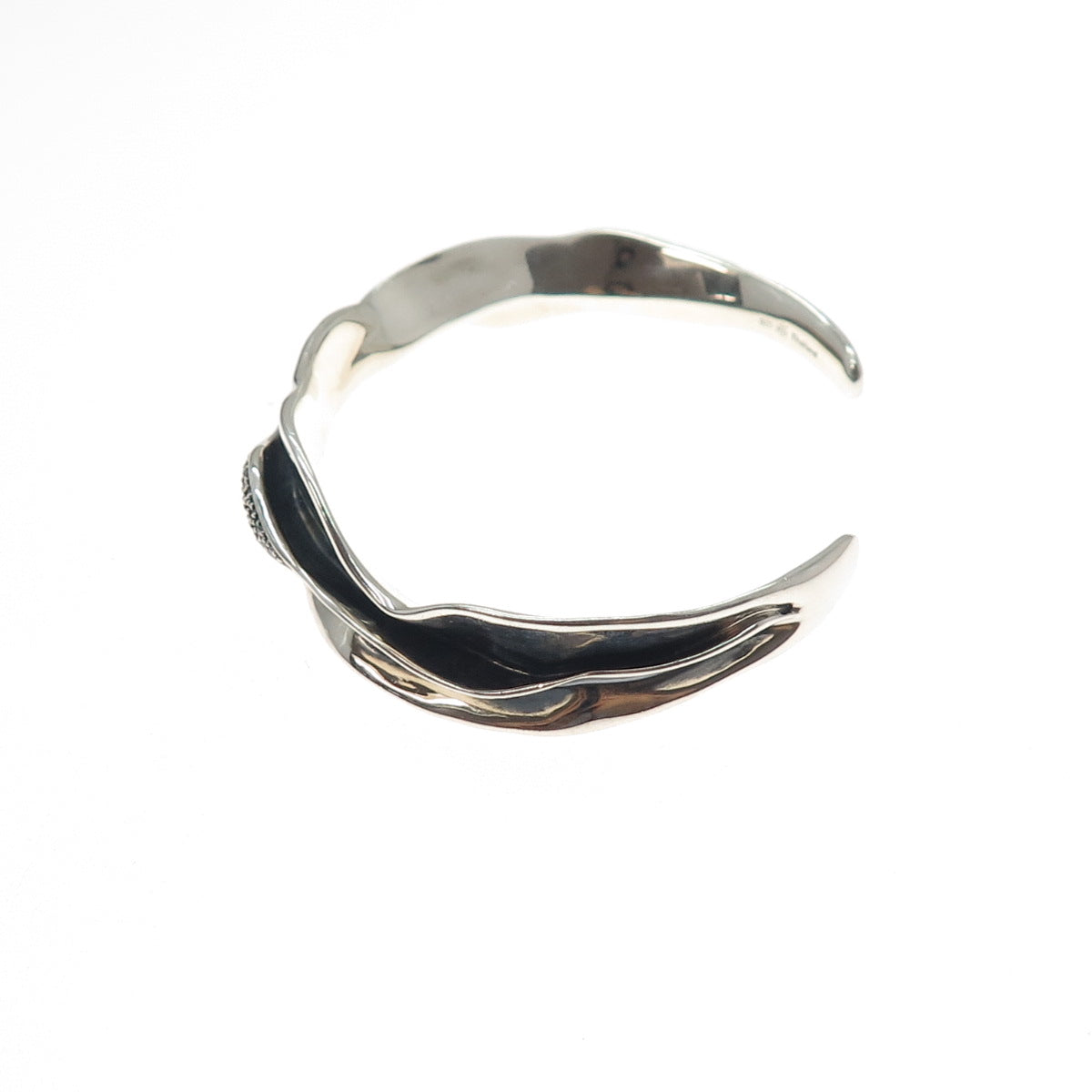 HAGIT GORALI Sterling Vintage Real Diamond Modernist Adjustable Bracelet 6.75"