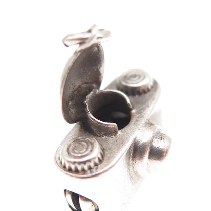 925 Sterling Silver Antique Art Deco Camera Zippo Lighter 3D Mini Charm Pendant