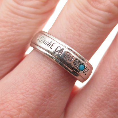Charite 925 Sterling Vintage Real Turquoise Comme Ca Du Mode Band Ring Size 6.75