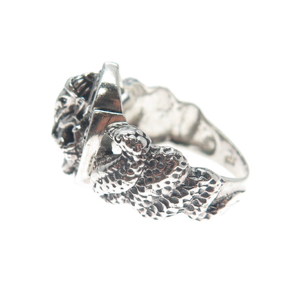 925 Sterling Silver Vintage Jaya Ganesha Elephant Oxidized Ring Size 8.5