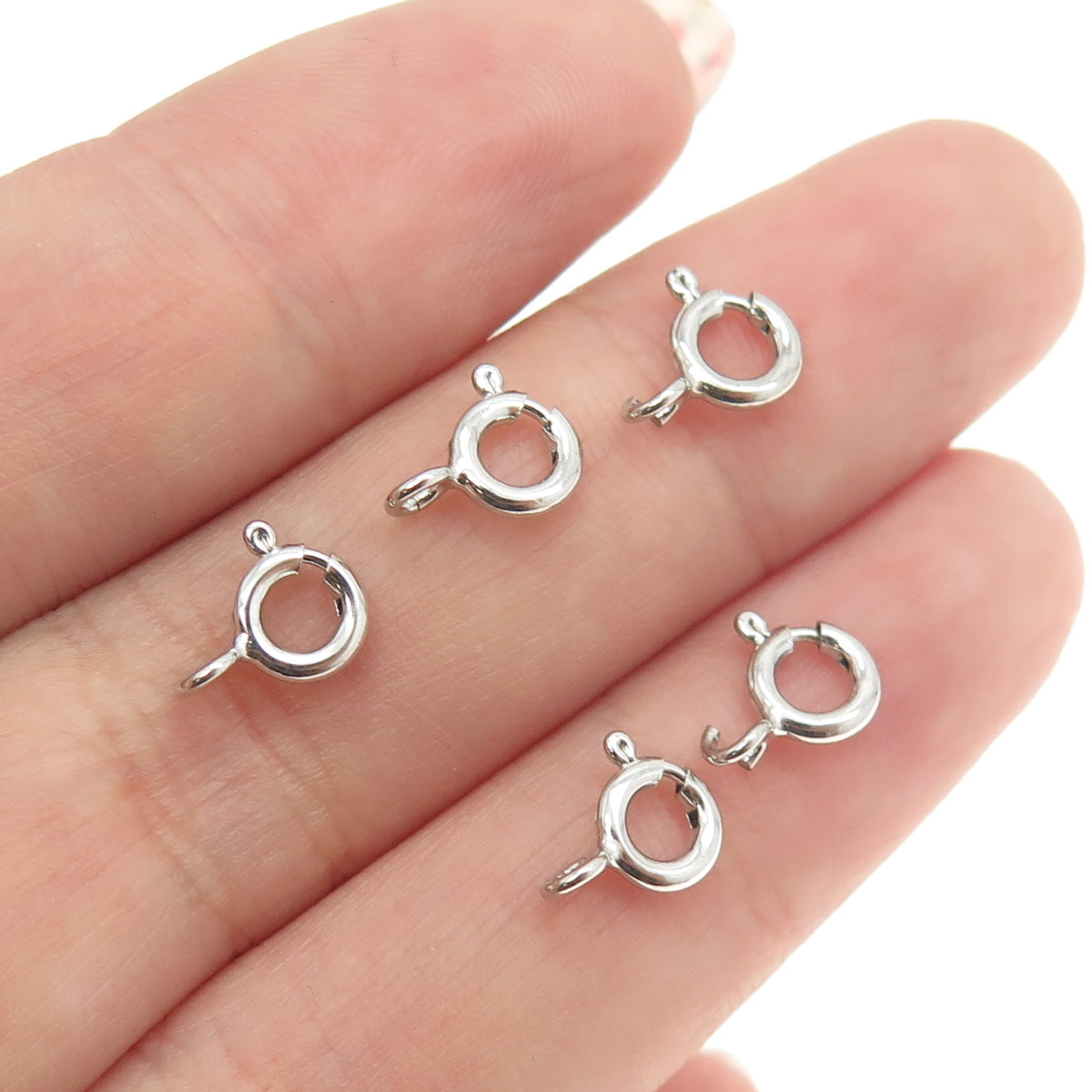 925 Sterling Silver SET of 5 Spring Ring Lock Clasps For Bracelet & Necklace