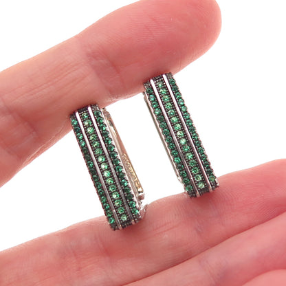 925 Sterling Silver Real Chrome Diopside Hoop Earrings