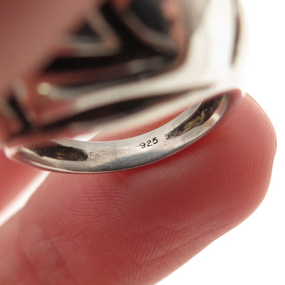 925 Sterling Silver Vintage Pregnant Woman Oxidized Dome Ring Size 4.5