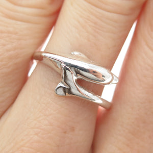925 Sterling Silver Vintage Dolphin Ring Size 9.25
