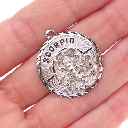 925 Sterling Silver Vintage Scorpio Zodiac Sign Charm Pendant