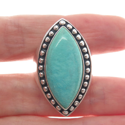 SX SALLY C 925 Sterling Vintage Lone Mountain Turquoise Beaded Ring Size 10.25