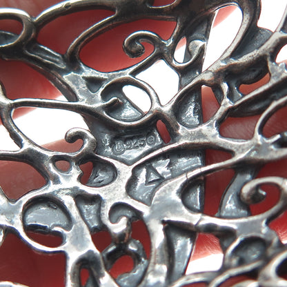 CAROLYN POLLACK Sterling Silver Vintage Swirl Modernist Adjustable Bracelet 6.5"
