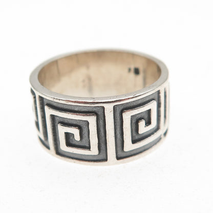 925 Sterling Silver Vintage Aztec Spiral Oxidized Band Ring Size 6.5