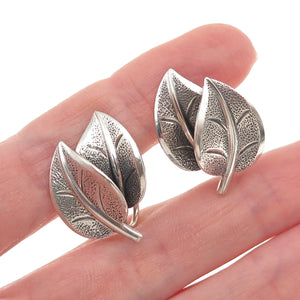 Beau 925 Sterling Silver Vintage Floral Oxidized Screw Back Earrings