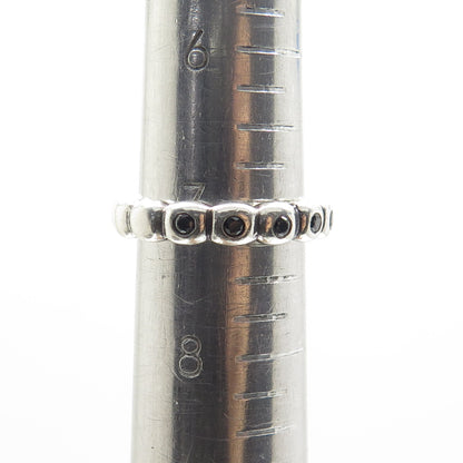 PANDORA 925 Sterling Silver Real Black Spinel Ring Size 7.25