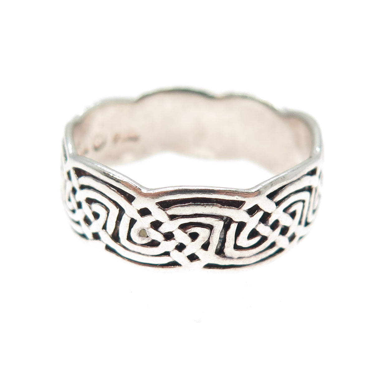 PETER STONE 925 Sterling Silver Vintage Celtic Knot Oxidized Band Ring Size 10.5