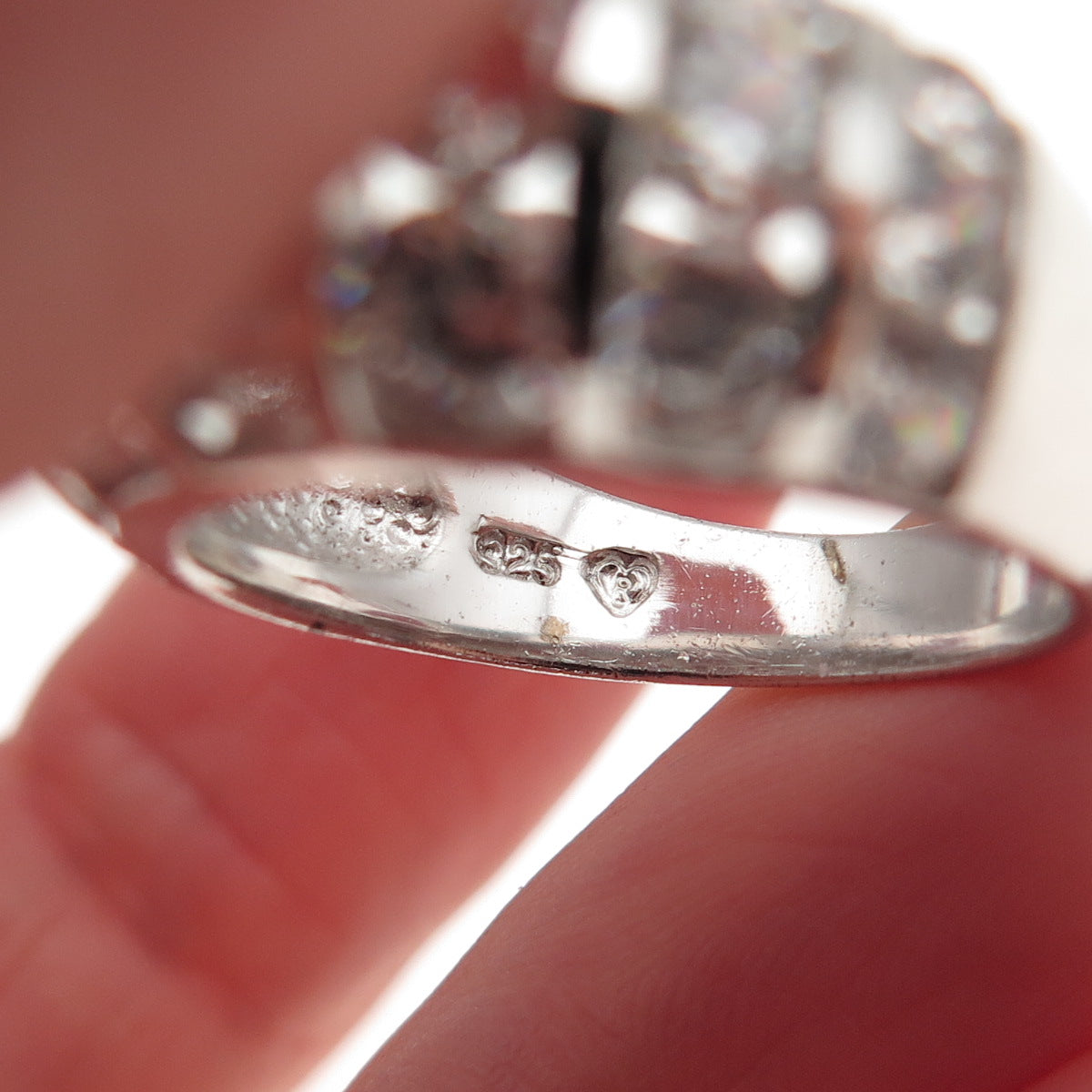 925 Sterling Silver Round & Emerald-Cut C Z Dome Ring Size 7