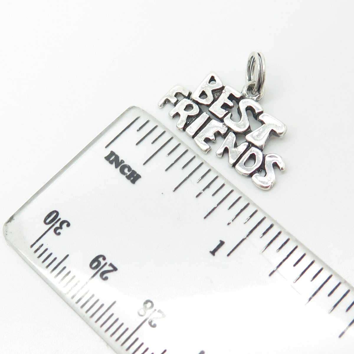 925 Sterling Silver Vintage "BEST FRIENDS" Charm Pendant