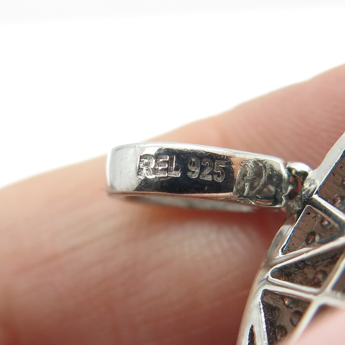 REL 925 Sterling Silver Round-Cut Shaped C Z Baseball Cap Pendant