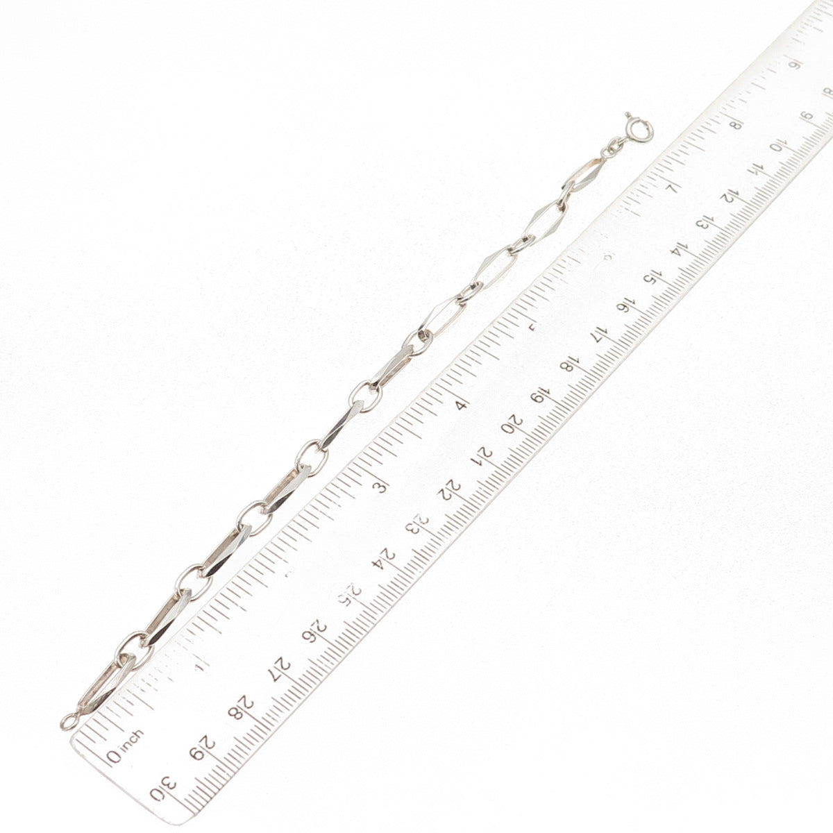 925 Sterling Silver Vintage Modernist Paperclip Link Bracelet 7"