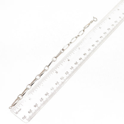 925 Sterling Silver Vintage Modernist Paperclip Link Bracelet 7"