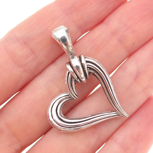 Lagos 925 Sterling Silver Vintage Heart Oxidized Charm Pendant