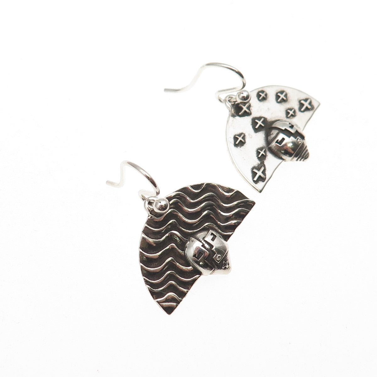Joe Cajero 925 Sterling Silver Vintage Nurtured By Prayer Dangle Earrings