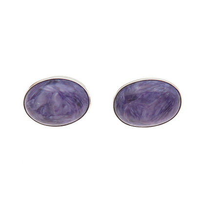 INCA Old Pawn 925 Sterling Silver Vintage Southwestern Charoite Tribal Earrings