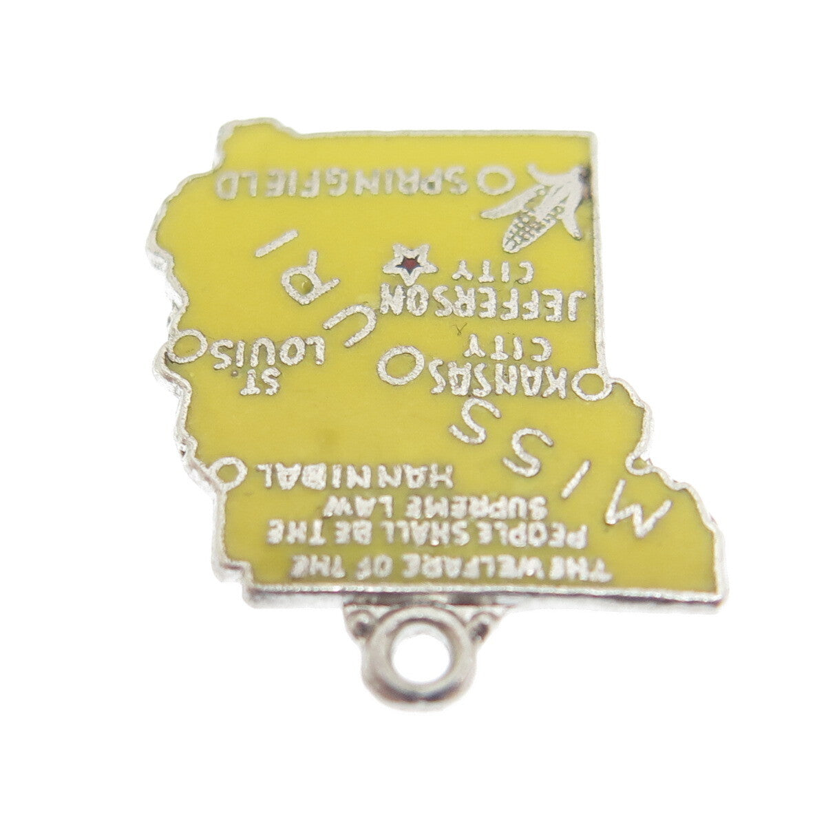 925 Sterling Silver Vintage Enamel Missouri State Map Minimalist Charm Pendant