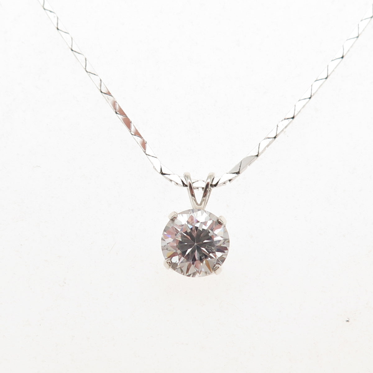 Diadema 925 Sterling Silver Vintage Round-Cut C Z Chain Necklace 16"
