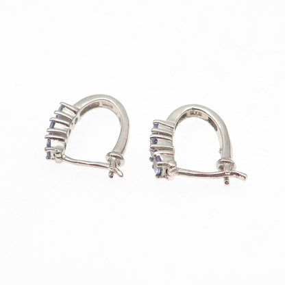 Chuck Clemency 925 Sterling Silver Real Round-Cut Iolite Earrings