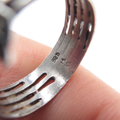 925 Sterling Silver Vintage Treble Clef Music Note Oxidized Band Ring Size 6