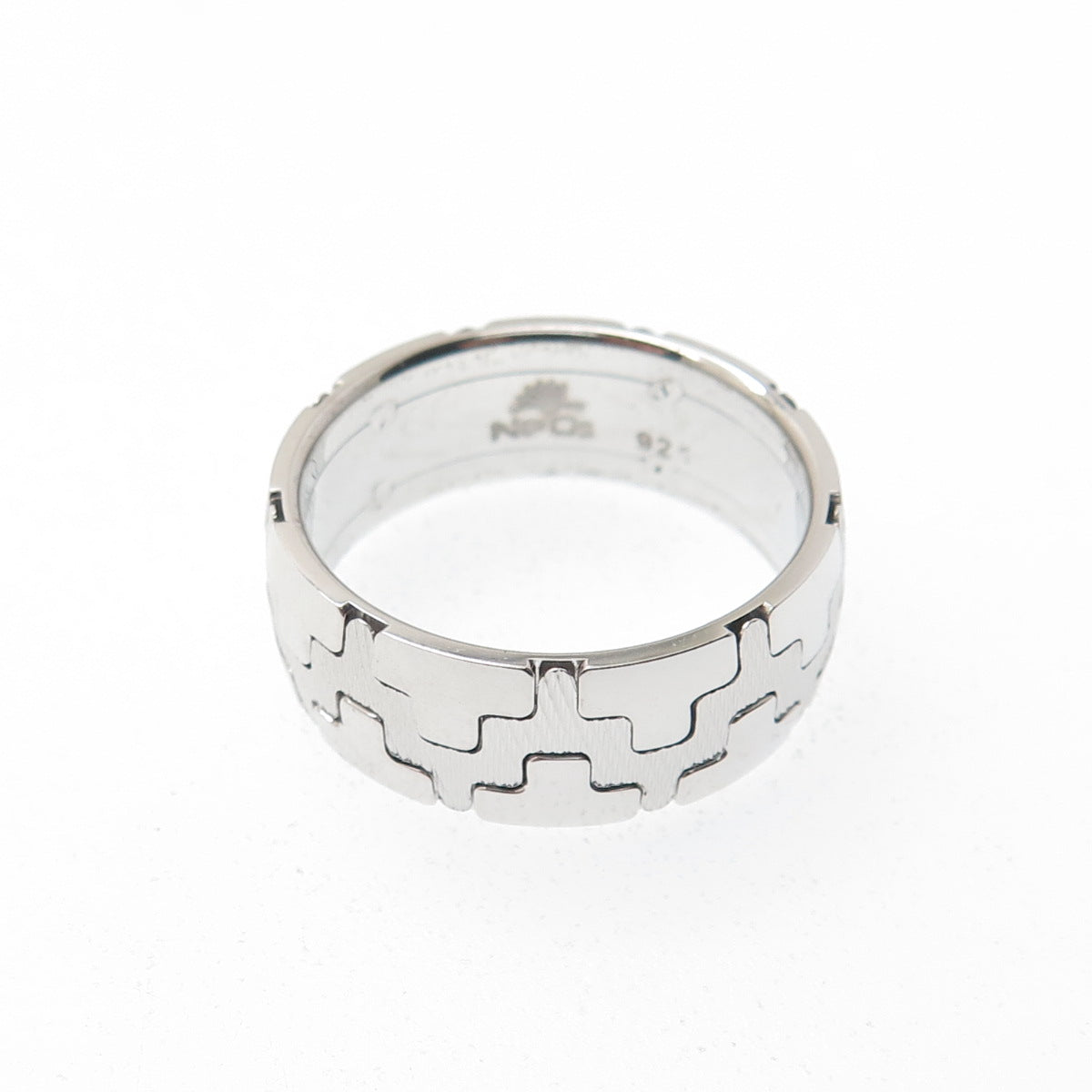 NEOS 925 Sterling Silver Textured Puzzle Band Ring Size 10