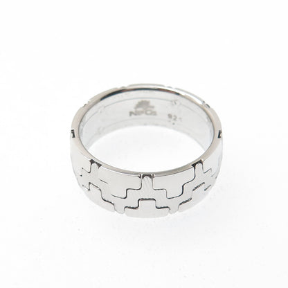 NEOS 925 Sterling Silver Textured Puzzle Band Ring Size 10