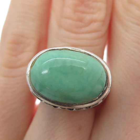 SIDNEY EVAN 925 Sterling Silver Vintage Real Turquoise Multi-Gem Ring Size 6.25