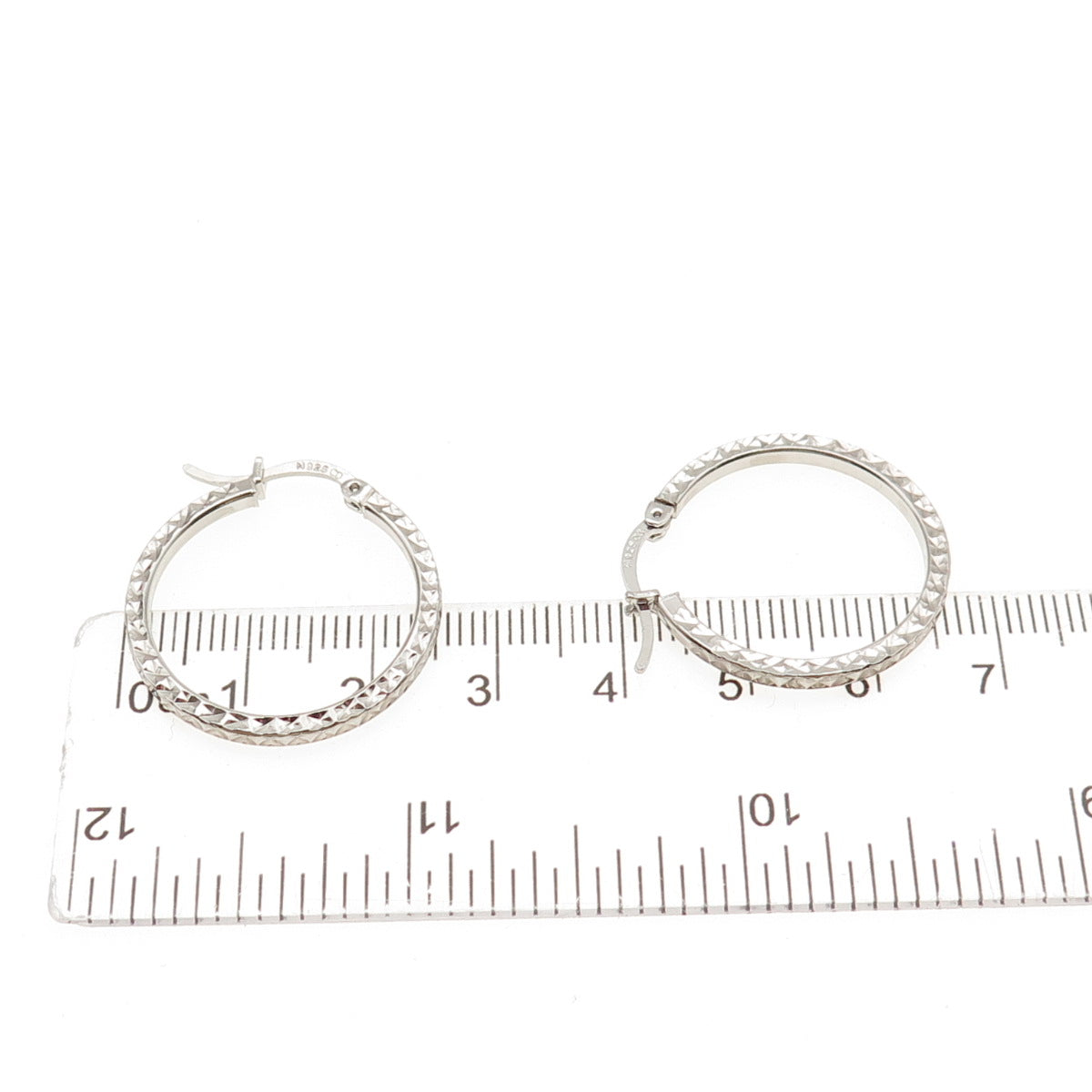 925 Sterling Silver Diamond-Cut Hoop Earrings