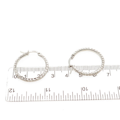 925 Sterling Silver Diamond-Cut Hoop Earrings