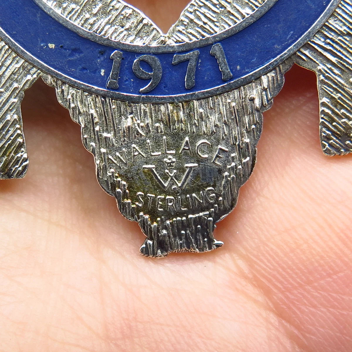 925 Sterling Silver Vintage Wallace Enamel Peace on Earth Sign Ornament