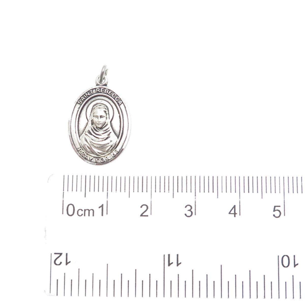 BLISS 925 Sterling Silver Vintage St. Rebecca Religious Oxidized Mini Pendant
