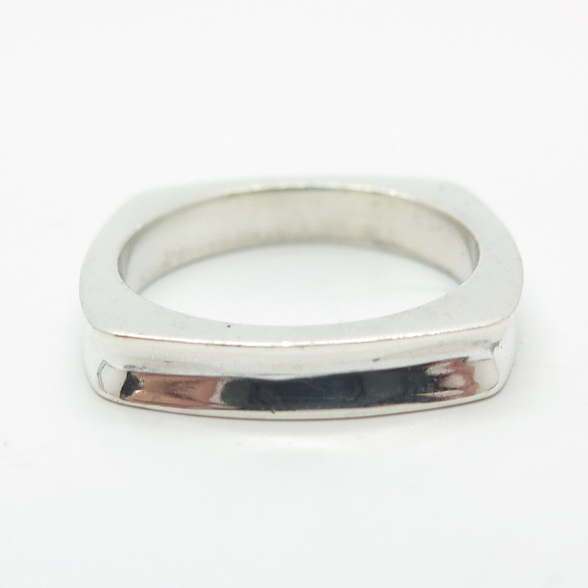 925 Sterling Silver Vintage Concave Square Ring Size 6.25