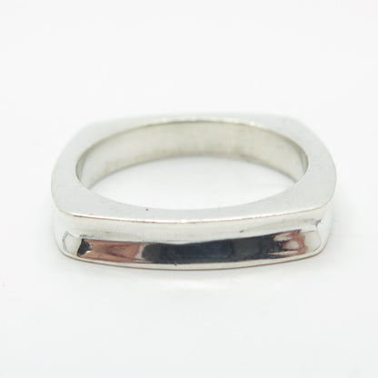 925 Sterling Silver Vintage Concave Square Ring Size 6.25