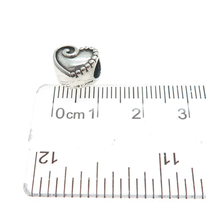 PAGODA PGDA 925 Sterling Silver Vintage Heart Bead Charm