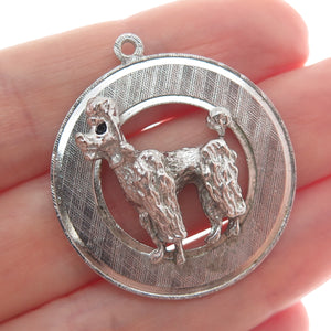 MARK MERCY 925 Sterling Silver Vintage Poodle Dog Round Pendant