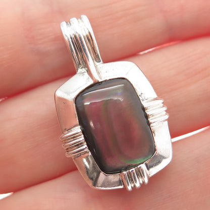 MICHELLE ALBALA 925 Sterling Silver Vintage Real Abalone Shell Pendant