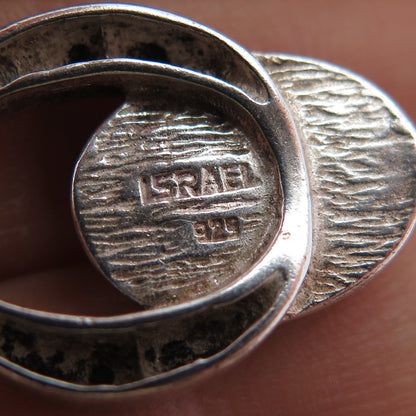 925 Sterling Silver Vintage Israel Real Agate Modernist Charm Pendant