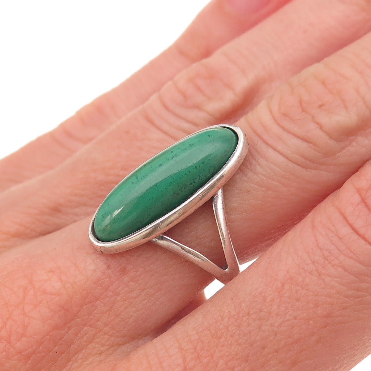 Thomas Singer Old Pawn 925 Sterling Silver Vintage Malachite Tribal Ring Size 7