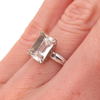 McGrath Hamin 925 Sterling Antique Art Deco Rhinestone Engagement Ring Size 5.75