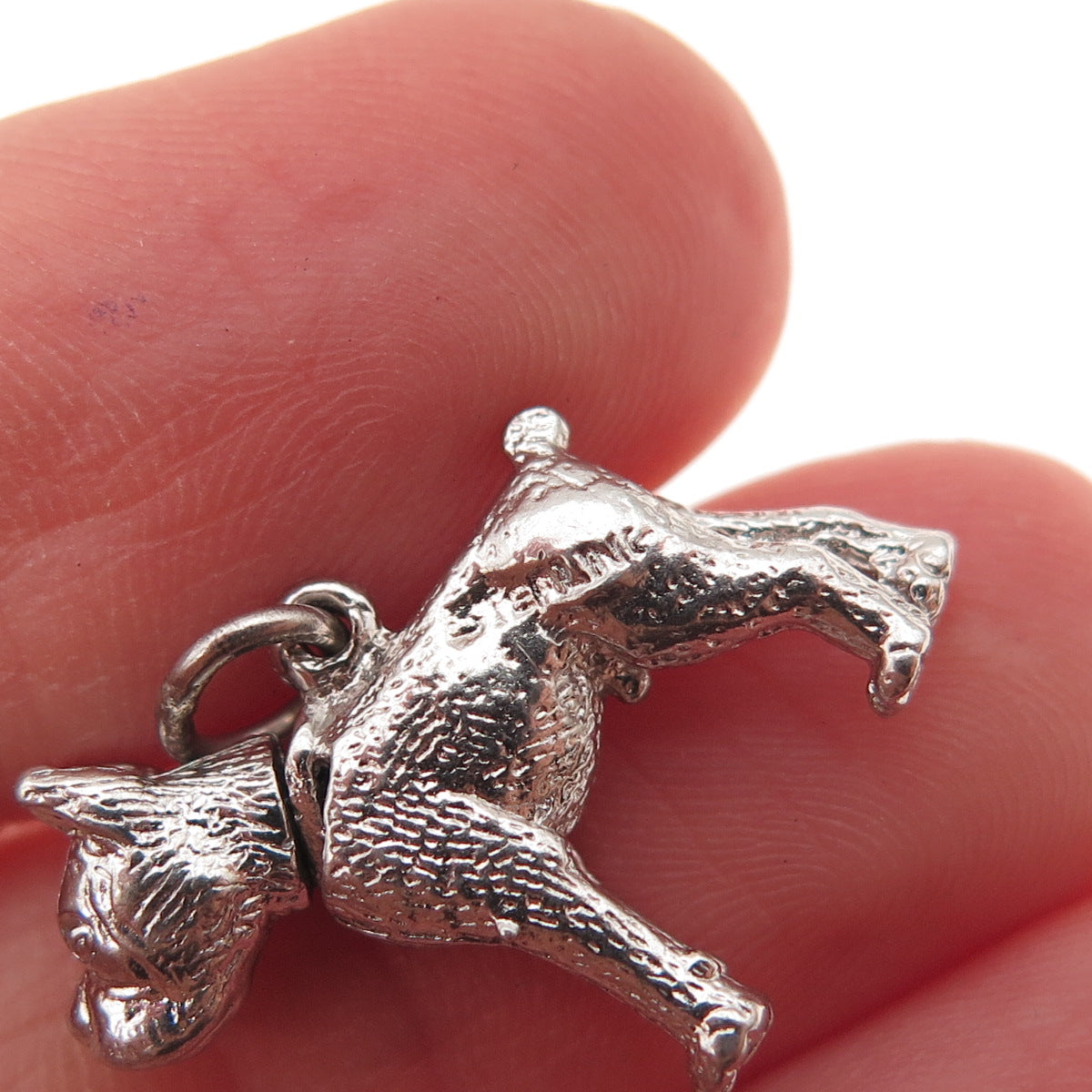 925 Sterling Silver Vintage Boxer Dog Movable 3D Charm Pendant