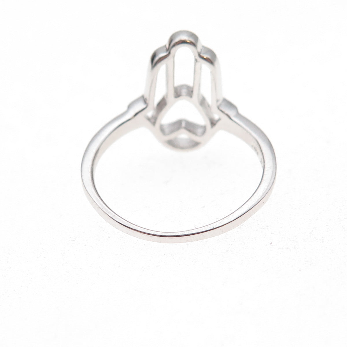 925 Sterling Silver Heart Hamsa Amulet Ring Size 7